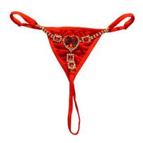Seksualios kalnų krištolo stringai moterims Mini G-stringas Bikini stringai Žemas juosmuo T formos nugarėlė Apatiniai drabužiai Juosmens kūno grandinėlės Papuošalai festivaliui Rave raudona