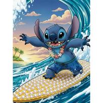Disney Pearl Painting Set Stitchs Pearl Surfing Adventure Exquisite and Sparkling Painting Crafts Home Wall Decorations Handmade Gifts 35x45cm gray