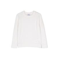 Stone Island Logo Embroidered Crew Neck Long Sleeve Knit Sweater Kids sweater White 7916507Z1-V0093 8 white