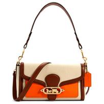 Coach Jade 26 Color Block Wine God Canvas And Pebble Leather Shoulder Bag Women Shoulder Bag Beige Brown Orange 1937-IMR0A Basic Set (Bag+Dust Bag) beige