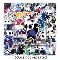 50 pcs Hollow Knight Cartoon Game Stickers for DIY Skateboards, Phone Cases, and Luggage - Waterproof and Unique Design. gray
