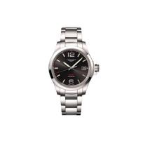 Longines Conquest serijos kvarcinis laikrodis 50M atsparumo vandeniui 41 mm juodas ciferblatas nerūdijančio plieno korpusas nerūdijančio plieno apyrankė L3.716.4.56.6 Silver Strap black
