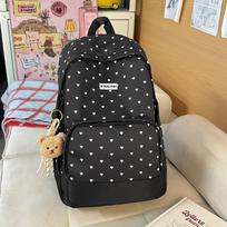 Schoolbag Korean version of love sweet polka dot backpack women's large capacity college style student schoolbag fashionable versatile cute backpack beige