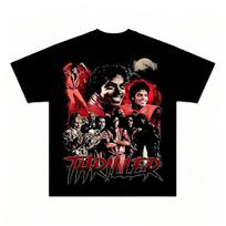 Michael Jackson MJ Thriller Tshirt 80s Pop Music Tshirt 2026 Summer Unisexs Unisexs Cotton Oversized Tshirt Street Wear Y2k S brown
