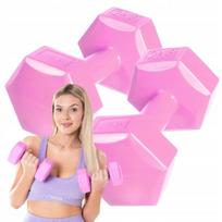 DrFit bituminiai hanteliai fitneso pratimams, šešiakampiai, 2 x 2 kg, rožiniai