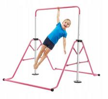 Sudedamas gimnastikos skersinis vaikams, 80 kg, 5 reguliuojami aukščiai, rožinis, plieninis, treniruočių