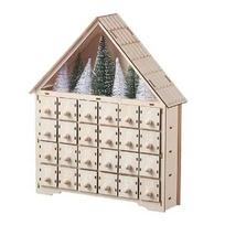 Christmas Advent Calendar 24 Days Countdown Decoration Christmas Reusable Detachable Decoration Wooden Tabletop A beige