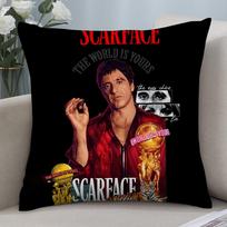 S-Scarface filmo pagalvės užvalkalas Trumpas pliušas Sofos dekoratyvinė dovana Namams Dvipusis spausdinimas Pagalvė 18x18Inch gray