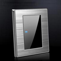 Stainless Steel Mirror Light Switch EU France Germany Gang 1 2-way Household Switch Socket 86 Type Wall with Led Wire Drawing 110 to 250 V
