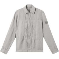 Stone Island Solid Color Button Long Sleeve Shirt Men shirts Gray White K1S151200010S00F8-V0064 XL