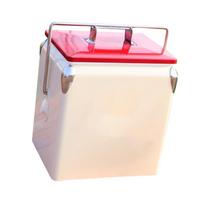Retro Cola Mini Fridge Cola Cooler Portable Travel Refrigerator 13L for Outdoor Camping Picnic 38x32x24cm Milk Tea Color