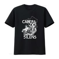 CAMERA SILENS Oi Punk marškinėliai vyrams Retro miesto meno spaudinys Kvėpuojantys homme grafiniai streetwe XL black