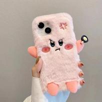 Autumn and winter plush Kirby For iPhone15promax For Apple 16 mobile phone case 14 cartoon xr/xsmax soft 13 Domestic model Contact customer service Remarks white