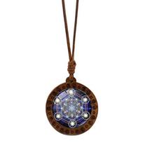 Dvasinis Šešiakampis Sri Yantra Pakabukas Choker Šventoji Geometrija Medinis Amuletas Karoliai Moterims Reguliuojama Raktikaulio Grandinėlė