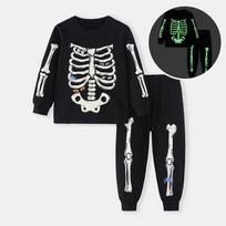 Šviečiantis skeletas Vaikų Helovino dviejų dalių komplektas 8Y (140cm) black