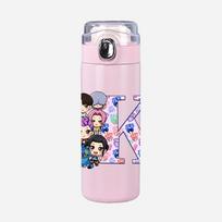 26 English Letter K-Pop Demon Hunters Printed 400Ml Water Bottle Thermos Cup Portable Stainless Steel Leak Proof Camping Water Cup Kid Gifts white