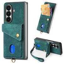 Samsung Z Fold7/Z Fold6 Magnetic Leather Texture Folding Case Galaxy Z Fold 4 žalia