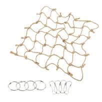 Naujas pintas lininis virvės papūgos laipiojimo tinklas 40*40cm Chaki spalvos papūgos virvės tinklas Paukščių žaislas Sūpynės Papūgos laipiojimas beige