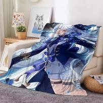 Game Genshin Impact Furina Blanket Warm And Soft Suitable For Bedroom Living Room Sofa Bed Office Travel Camping 30x40in blue