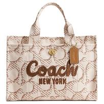 Coach 34 Brand Logo Signature Canvas Tote Bag Shopping Bag Shoulder Handbag Large Women tote Beige CAM70-B4NP Basic Set (Bag+Dust Bag)
