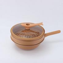 Miling Wrought Iron Non-stick Wok with Steamer