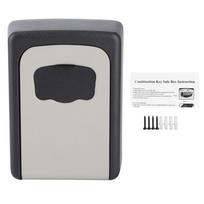 Aluminum Alloy Key Lock Box 4 Digit Password Secure Password Lock Box Durable Sturdy Wall Mounted Lock Box Home Use black