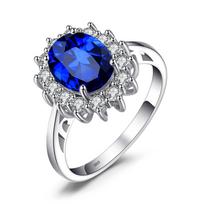 JewelryPalace Princess Diana Created Blue Sapphire 925 Silver Engagement Ring Ruby Natural Amethyst Citrine Blue Topaz 6