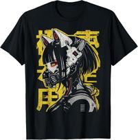 Japanese Streetwear Cyberpunk Y2K Techwear Neko Manga Anime T-Shirt Mens Womens Tees Top S įvairiaspalvis