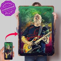 DAVID GILMOUR Tinplate Poster Customized Wall Art Retro Vintage Metal Signs for Fans Interior Accessories Mancave Decoration 20x30cm（7.8x11.8inch） blue