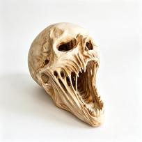 Halloween Giant Alien Fanged Skull Resin Statue, Creepy Open Mouth Horror Skull Figurine, Gothic Tabletop Decor Prop For Haunted balta