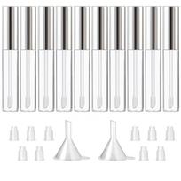 10PCS 10ML Empty Lip Gloss Containers Tube with Wand, Refillable Lip Balm Bottles, Lipstick Sample Container and Funnel an 10ml&Plastic