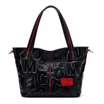 Qian Dian Women's Genuine Leather Tote: 2025 New Fashion Large Cowhide Shoulder and Crossbody Bag.