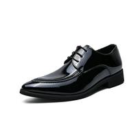 Fashion 2025 Luxury Brand Pointed High-end Dress Shoes Lace Up Trendy Green Men's Chelsea Shoes Office Men's Business Casual Shoes 38 juoda