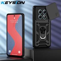 KEYSION Shockproof Armor Case for Xiaomi POCO M8 Pro 5G Slide Camera Lens Protection Ring Stand Phone Back Cover for POCO M8 5G for POCO M8 5G