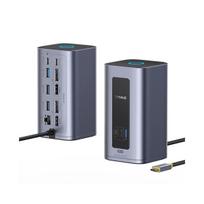 Jungčių stotelė / adapteris 12in1 USB C kištukas - 2xHDMI/DisplayPort USB-C/PD USB3.0 RJ45 USB-C Nomos Air Mac BASEUS