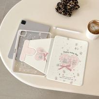 360 Degree Rotation Smart Cover for Samsung Tab S7 S8 S9 11 Plus A8 10.5 Inch Pencil Case for Tab A9 8.7  Plus 11   Cute Cartoon S10 Plus 12.4 inch gray
