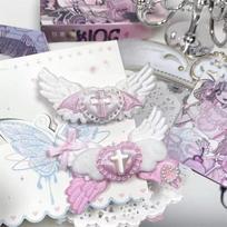 Stylish Y2K Women’s Hair Clips with Gothic Angel Wing and Heart 2/3Pcs 2PCS Pink gray