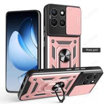 Slenkama kameros apsauga Honor X8C X7C X9C X6B X7B X8B X9B X6A X7A X8A X9A X6 X7 X8 dėklui su žiedu-stovu Dangtelis Capa Funda for Honor X7C 4G rožinio aukso spalvos