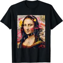 Mona Lisa Painting Abstract Graffiti Art Leonardo Da Vinci T-Shirt XXL juoda
