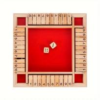 Classic 4 Sided Wooden Board Game With 2 Dice And Shut-The-Box Instructions, Classics Tabletop Version And Pub Board Game raudona