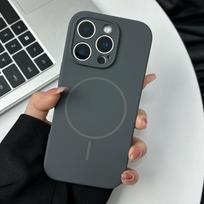 Originalus skysto silikono minkštas magnetinis dėklas, skirtas iPhone 16 15 14 Plus 13 12 Pro Max, su apsauga kamerai, belaidžio įkrovimo, paprastas dangtelis For iPhone 14 Plus gray