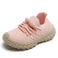 Children's sports shoes breathable mesh shoes 2025 spring and autumn boys' casual shoes flying woven girls' little white shoes soft-soled baby shoes 21-26 (6 pairs in one hand) rožinė