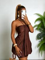 Sexy neck tube top hip-wrapped short skirt high-end solid color waist fold atmosphere dress D 0XL