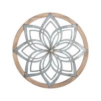 Apvalus sienos dekoras Metalinis gėlių dizainas su mediniu rėmu Rustic stilius Vidaus ir lauko Tinka namų, biuro, kavinės dekoravimui One Size gray