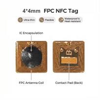 Programmable 4*4Mm Micro Fpc Nfc Rfid Tag Sticker Ntag213 1Mm Reading Range For Access Control And Supply Chain Management brown