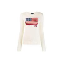 Polo Ralph Lauren FW21 Logo Print Long Sleeve Knit Top Women tops White 211662510-002 S