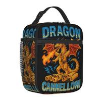 Brain Rot Kids Meme Italian Brainrot Dragon Cannelloni Insulated Lunch Bag Thermal Lunch Container Portable Tote Lunch Box One Size black