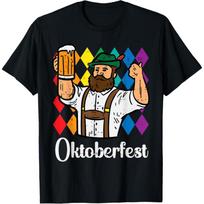 Oktoberfest Man Lederhosen Vintage German Costume Dad Men T-Shirt S juoda