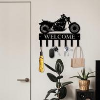 Metal Wall Art Motocross Coat Rack Painted Finish Entryway Organizer Holiday Gift black