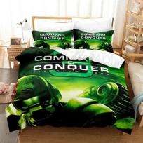 3D Game Command And Conquer Bedding Set Duvet Cover King Queen Size Boys Adult Gamer Quilt Cover Pillowcase Comforter 70x133cm 2pcs green